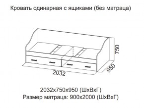 Кровать одинарная с ящиками (Без матраца 0,9*2,0) в Сатке - satka.magazin-mebel74.ru | фото