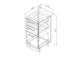 Н3Я 40 Модуль нижний Без Столешницы 3 ящика МН3Я 40 в Сатке - satka.magazin-mebel74.ru | фото