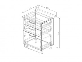 Н3Я 60 Модуль нижний Без Столешницы 3 ящика МН3Я 60 в Сатке - satka.magazin-mebel74.ru | фото